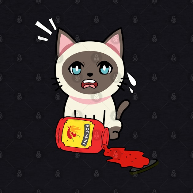 Cute Siamese cat Spills Hot Sauce Tabasco by Pet Station